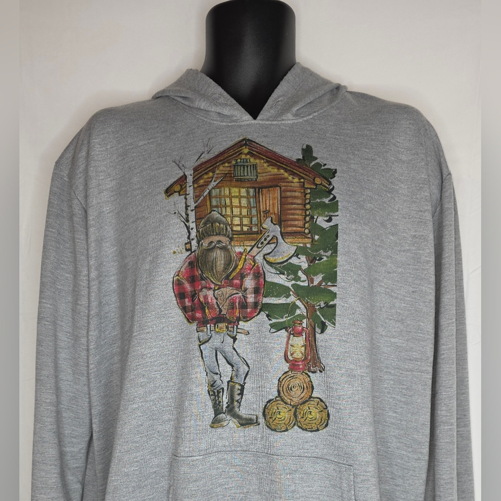 Always Blanks Gray Hoodie with 90's Vintage Lumberjack Graphic Size XL BP-3068